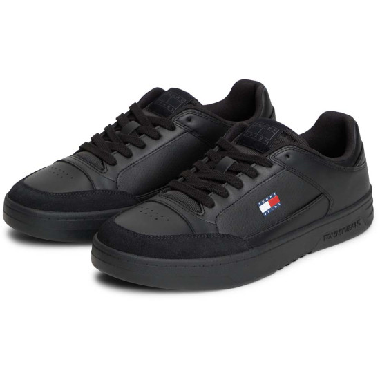 Tommy Hilfiger Leather Mixed Texture Basketball Trainers